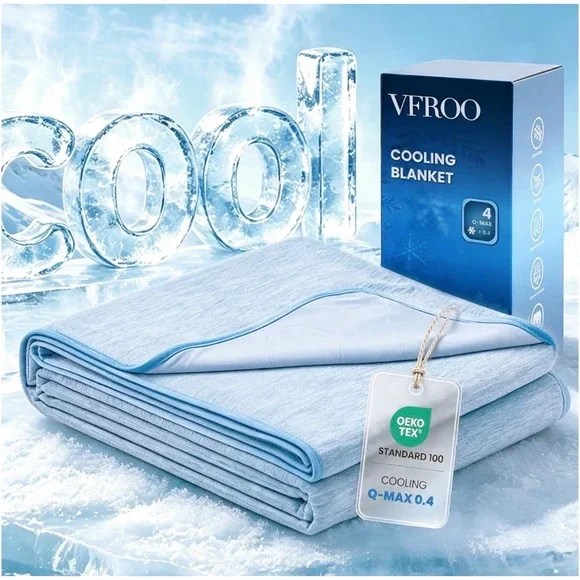 VFROO Cooling Blanket Blue 60x80 Q-Max 0.4 Arc-Chil for Hot Sleepers Night Sweat