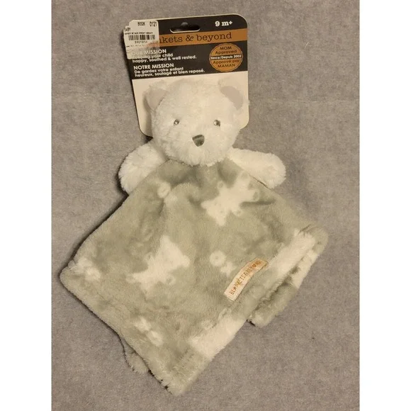 NWT Blankets & Beyond Gray Teddy Bear Security Blanket Lovey Nunu