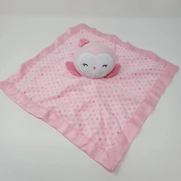 Carters Child of Mine Pink Owl Hearts Lovey Baby Security Blanket