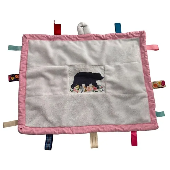 Bear Silhouette Baby Lovey Blanket Flower Design 17