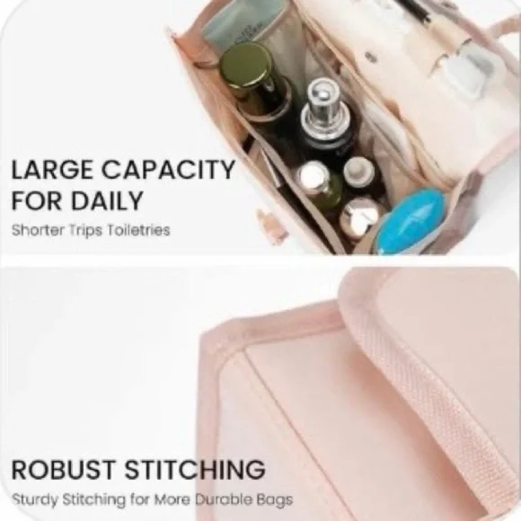 Blush Pink Travel Makeup Cosmetic Organizer Bag