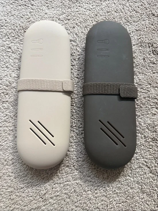 Travel Makeup Brush Case Duo — Beige and Black Compact Cosmetic Holder