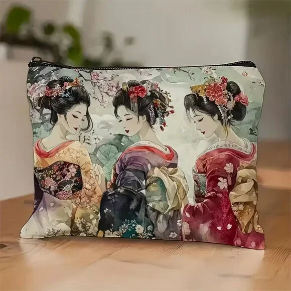 Beautiful Japanese Geisha Canvas‎ Cosmetic Bag (BRAND-NEW!)