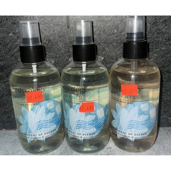 3 Lot Bodycology Beach Blossom & Sea Salt Layering Body Mist Moment of Escape