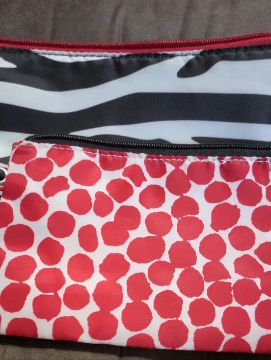 Cosmetic Bags 2 Pcs. Animal Print Black Red White/Tan Travel Vacation