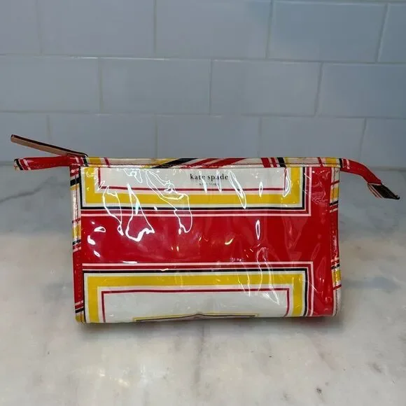 Kate Spade Travel Bag Colorful Geometric Toiletries Cosmetic Case Pouch