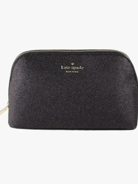 kate spade Black Glitter Dome Cosmetic Case