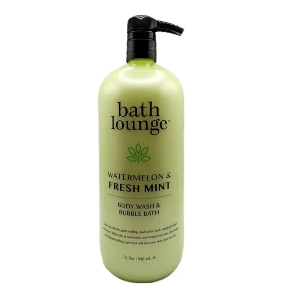 NEW bath lounge Watermelon & Fresh Mint Body Wash and Bubble Bath 32 fl oz