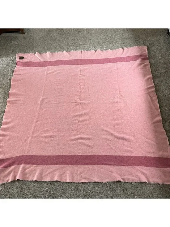 Early's Whitney 1950’s Vintage Rose Stripe Wool 4 Point Made In England Blanket