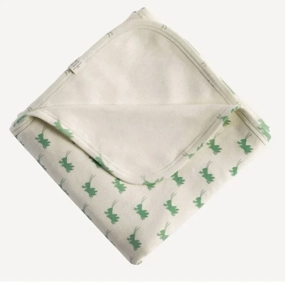 Kate Quinn Green Grasshopper Double Layer Blanket 44x44 100%‎ Organic Cotton NEW