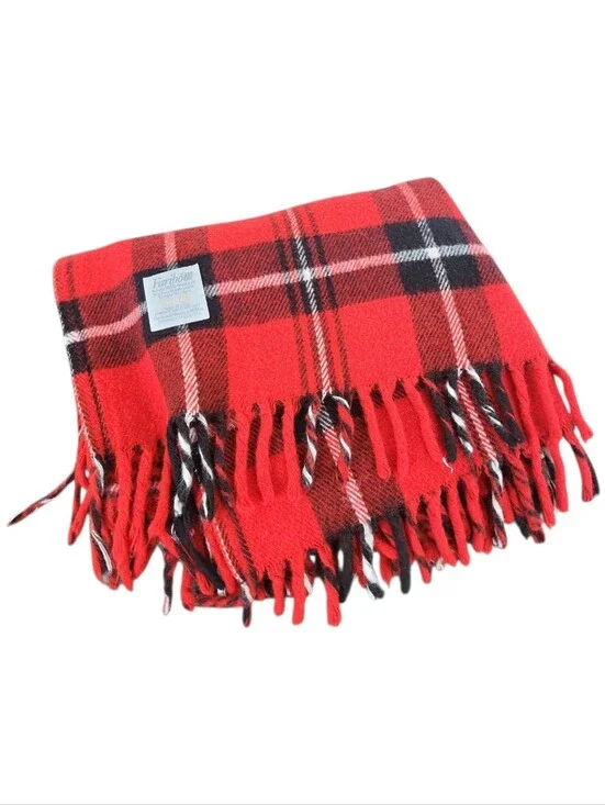 Vintage Faribo Red Plaid Camp Lodge Picnic Fringe Blanket 54