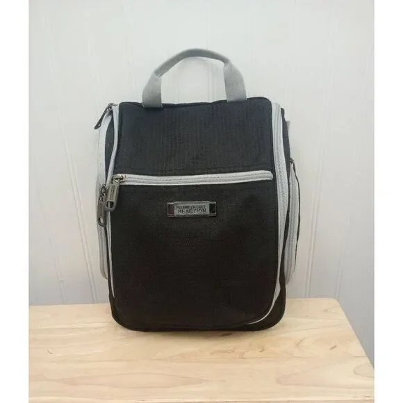 Kenneth Cole reaction, hang up, fold up, black, travel cosmetic- toiletry bag.