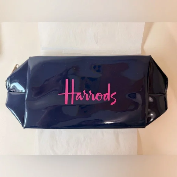 Harrods Midnight Blue Gloss Pouch | Barbie Pink Logo Makeup Bag