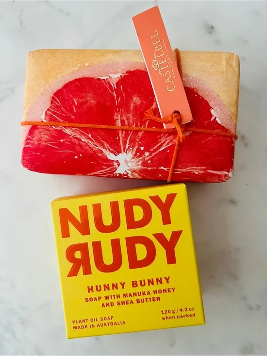 Nudy Rudy Hunny Bunny Honey & Castelbel Blood Orange Soap 2 Full Size Soaps New!