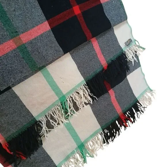 Vintage MCM 40's The Californian Robette Blanket Wool Tartan Plaid Steamer Style