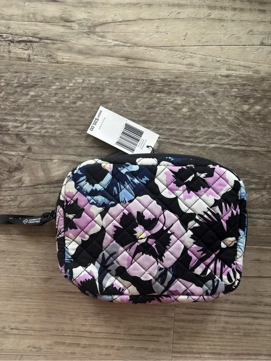 Vera Bradley Quilted Floral Cosmetic Pouch - Black, Purple & Blue