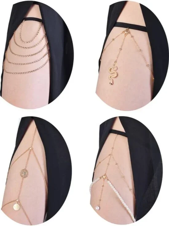4-8Pcs Sexy Body Chain Belly Waist Chain Necklace Summer Beach Bikini Bra Body J