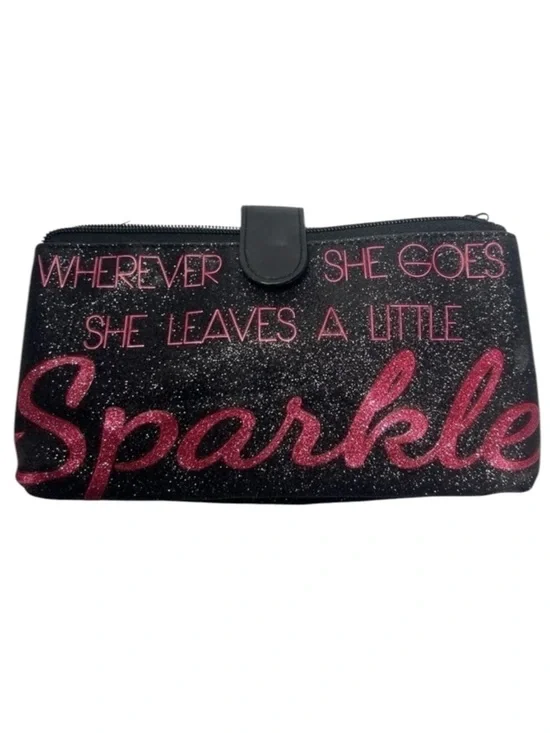 Black and Pink Sparkle Medium size. Cosmetic Clutch 9 x 5