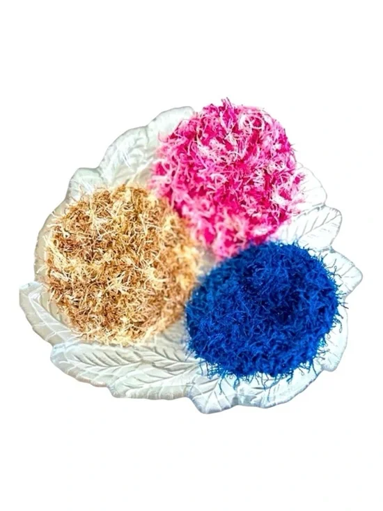 Hand Crafted Colorful Exfoliating Spa Reusable Scrubbing Pads Crochet Polyester