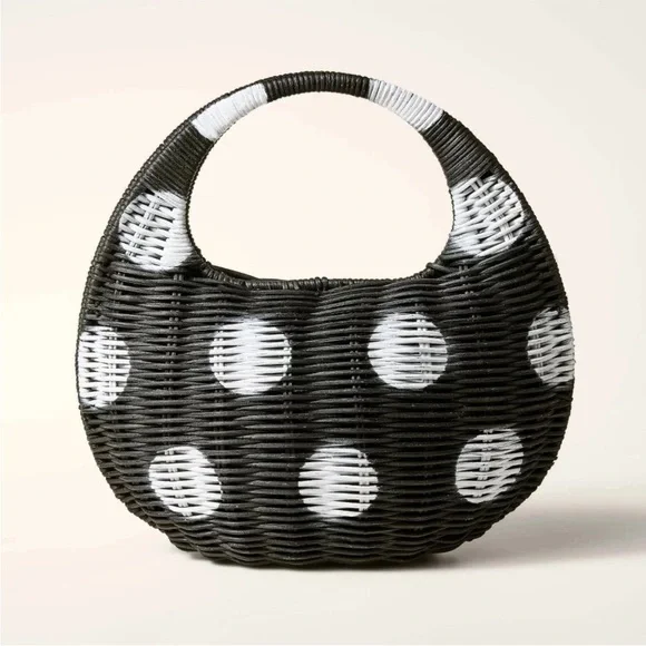 Polka Dot Wicker Crescent Bag - kate spade new york Black/White