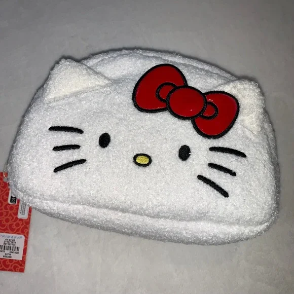 Hello Kitty x primark white red furry makeup cosmetics wallets bag new with tags