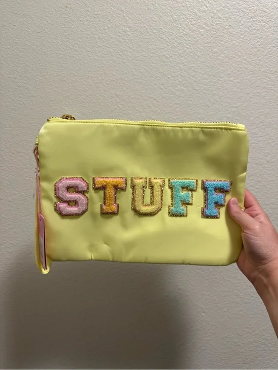 Stoney Clover Lane Yellow 'STUFF' Patch Zip Pouch