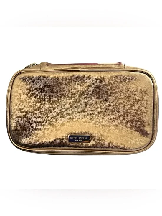 Rare Vintage Henri Bendel New York Metallic Gold Travel‎ Jewelry Organizer Case