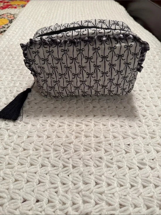 NWOT Simply Southern Cosmetic pouch in black and white