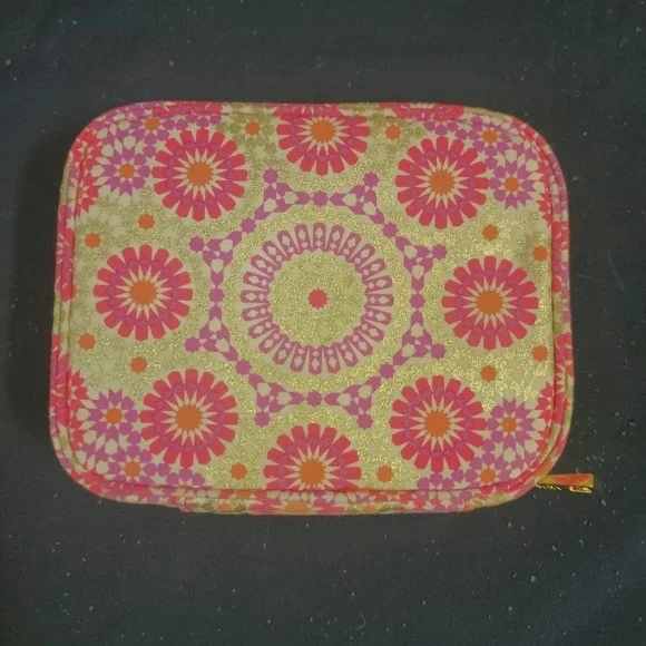 Estee Lauder Pink Gold Geometric Cosmetic Bag Makeup‎ Pouch Zip Case