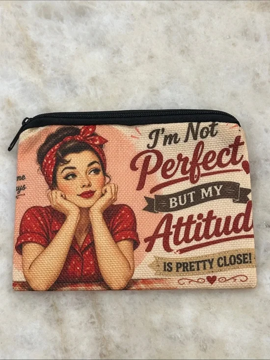 Retro Rosie Coin Purse - Pink & Red Attitude Zip Wallet