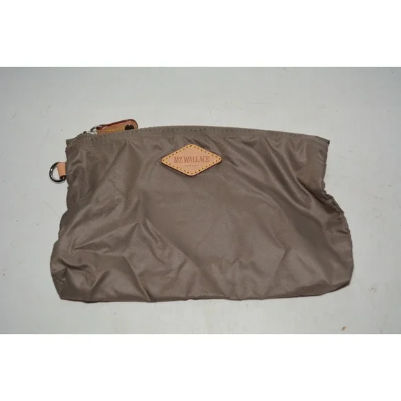 MZ Wallace Tan Nylon Cosmetic Pouch – Small Makeup Travel Bag – Used – Good