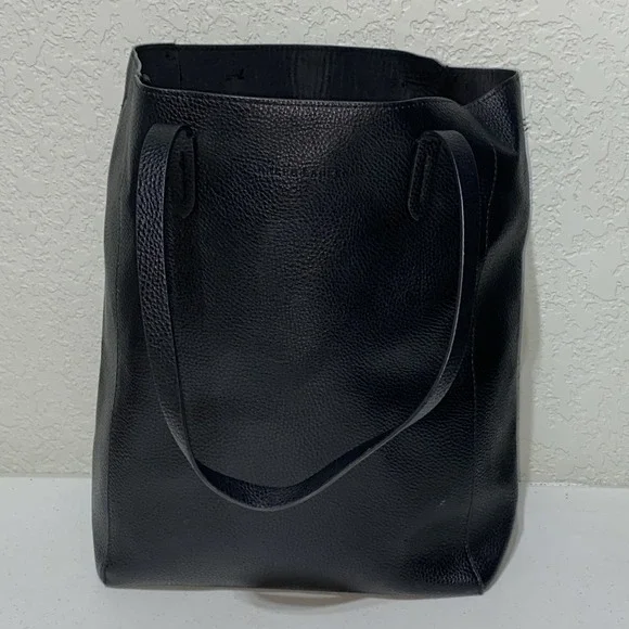 Ralph Lauren Fragrances Black Faux Leather Tote Bag Purse Handbag Pebbled 14x10