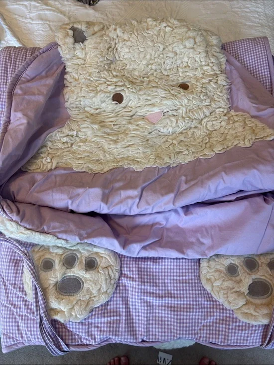 Pottery Barn Kids Cream & Lilac Bunny Hooded Comforter