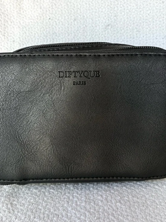 Diptyque x Qatar Airways Black Vegan Leather Business Class Amenity Travel Pouch