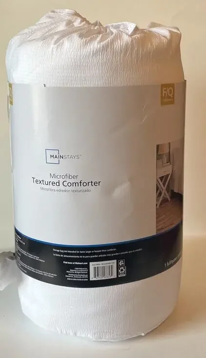 Mainstays Microfiber Textured Comforter Blanket WHITE Full/Queen NWT