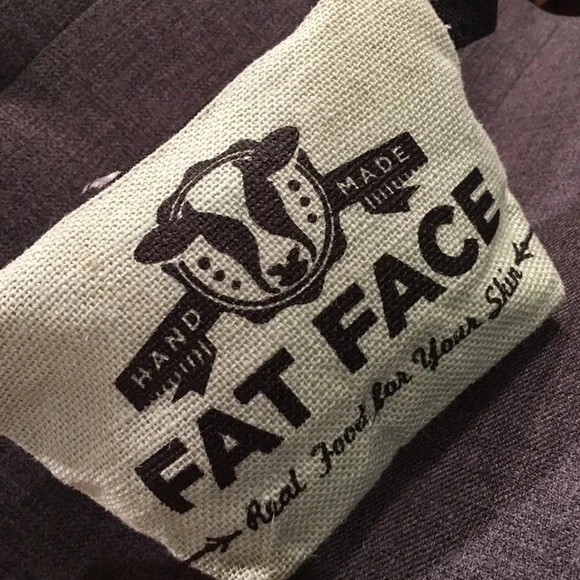 FAT FACE Zip Make-Up Bag, Pale Aqua Green, Black