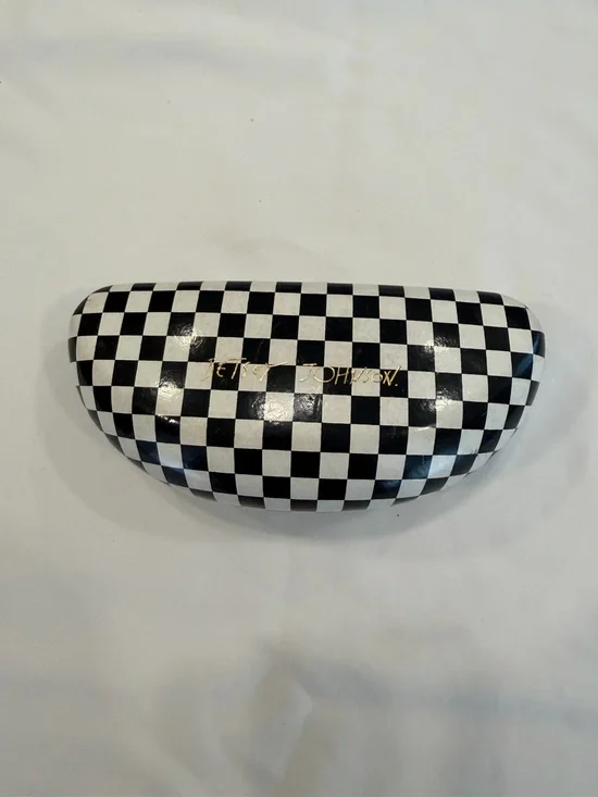 Betsey Johnson Black & White Checkered Eyewear Case with Gold Logo