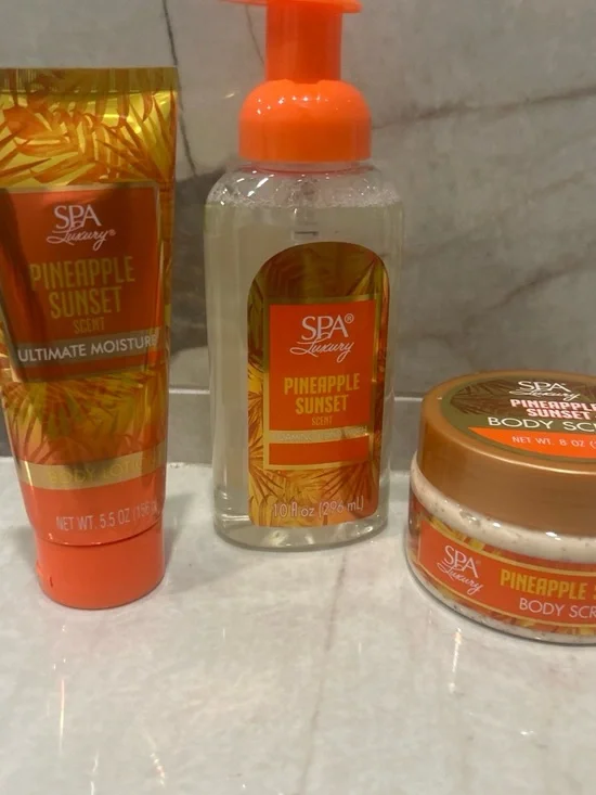 Pineapple Sunset Foaming Hand Wash, body scrub and lotion- Orange