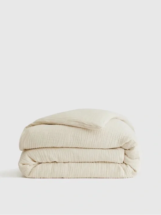Quince NWOT Organic Cotton Gauze Duvet Cover in undyed Natural Queen