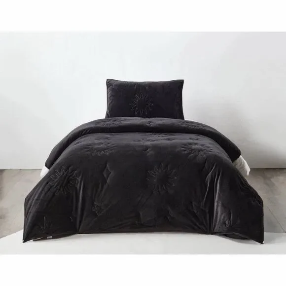 Celestial Garden Twin Velvet Embroidered Comforter Floral