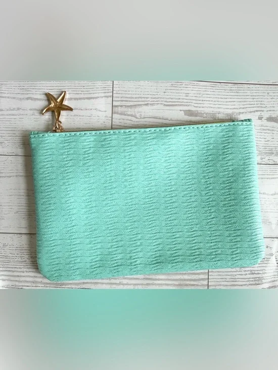 Blue and Gold Ipsy Makeup Bag New Without Tags Features Gold Zipper and Charm