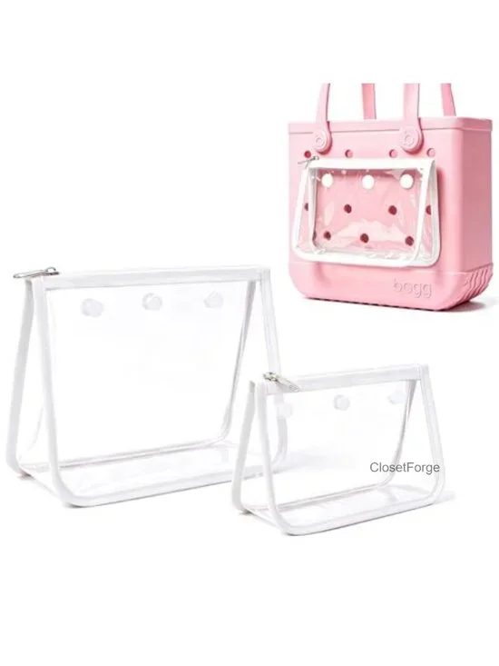 Clear Insert Bags for Bogg Bag, Waterproof PVC Cosmetic Pouch, 2 Pack Travel