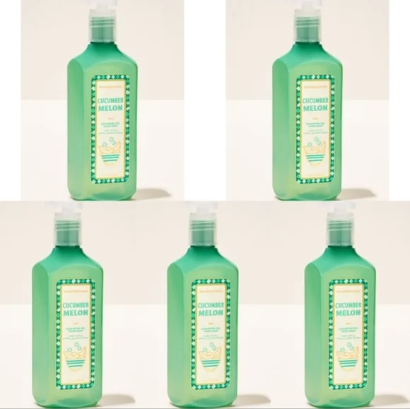 Bath Body Works Cucumber Melon Cleansing Gel Hand Soap Set of 5 NEW Rare