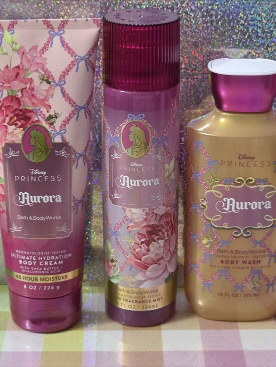 Bath & Body Works Princess Aurora Body Cream, Fragrance Mist & Body Wash Set NEW