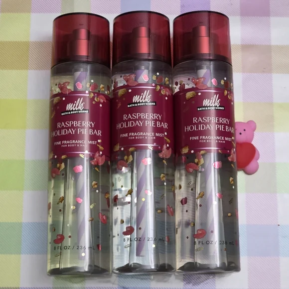 Bath Body Works Milk Bar Raspberry Holiday Pie Bar Fragrance Mist Set of 3 NEW