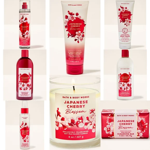 Bath Body Works Japanese Cherry Blossom 8 Piece Body Care Gift Set NEW