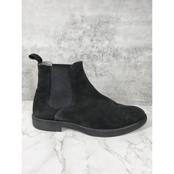 AllSaints Mens Creed Suede Chelsea Ankle Boots 13 Black Pull On MF558Z Portugal