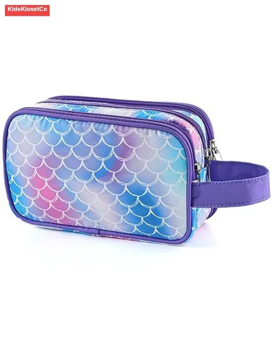 Kids Toiletry Bag for Girls - Waterproof Hanging Travel Cosmetic Organizer