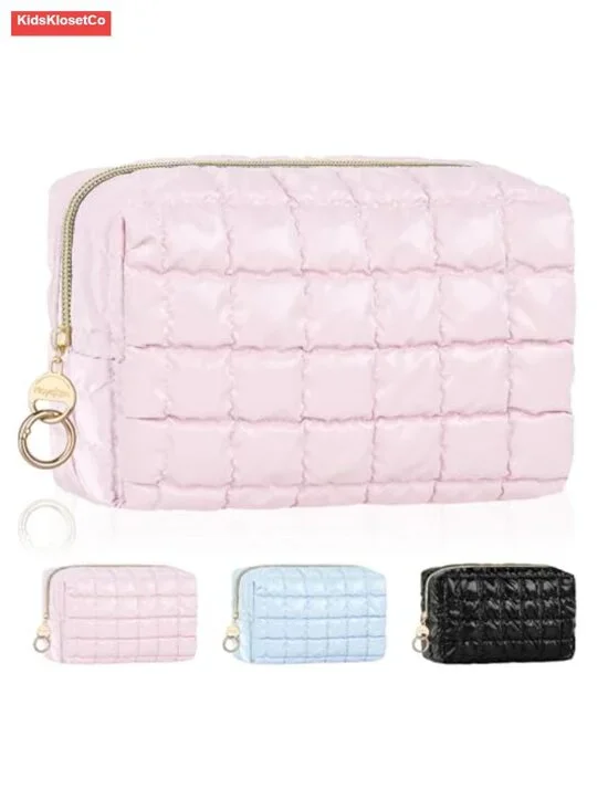Quilted PU Cosmetic Bag Pouch Travel Toiletry Organizer Small Makeup Purse