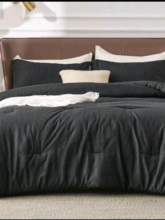 Bedsure Twin Cationic Cooling Comforter Set - Jet Black 2 Piece